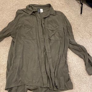 Long sleeve button down army green shirt. Size 14. Divided brand